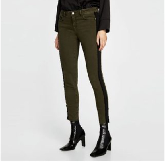 Frame Le High Military Green Skinny Jeans - Picture 1 of 7